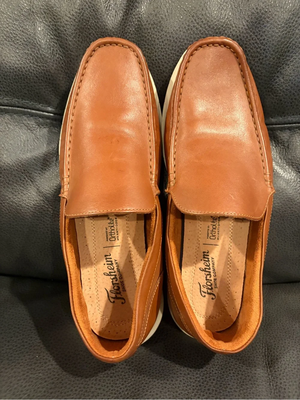 Florsheim Men's Cognac Leather Slip-On Boat Shoes